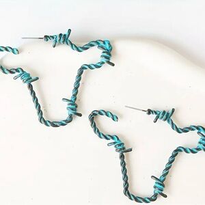 Twisted Turquoise and Silver Earrings